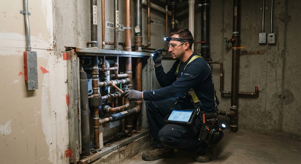 Leak detection specialist working in Bridgewater home