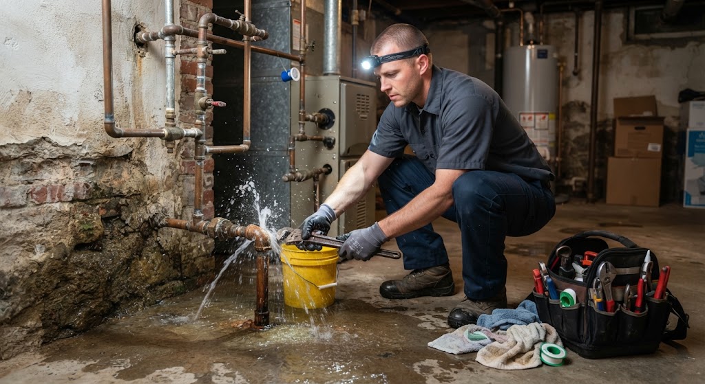 Water actively leaking through a ceiling
